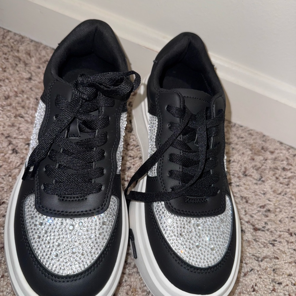 Stylish Black and Silver Women's Sneakers